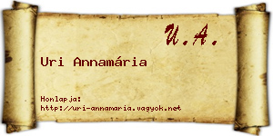 Uri Annamária névjegykártya